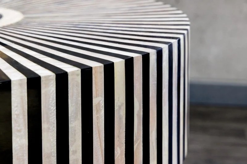 Masuta auxiliara design unicat Bone Inlay 60cm