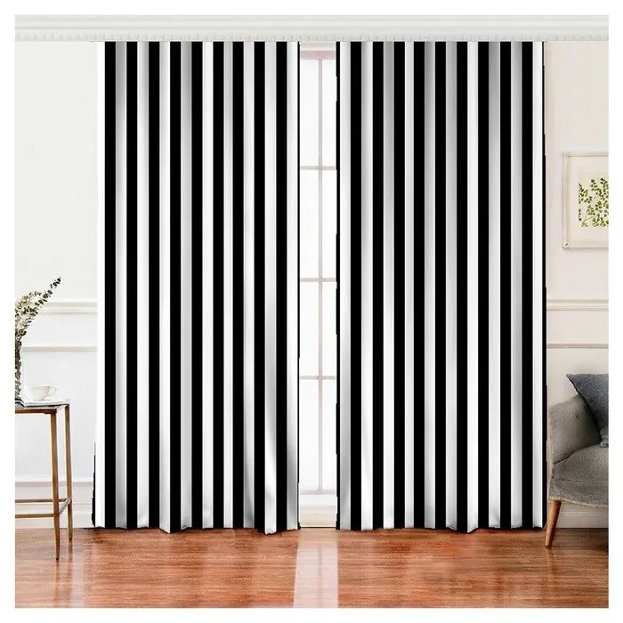 Draperii negre-albe 2 buc. 140x260 cm – Mila Home
