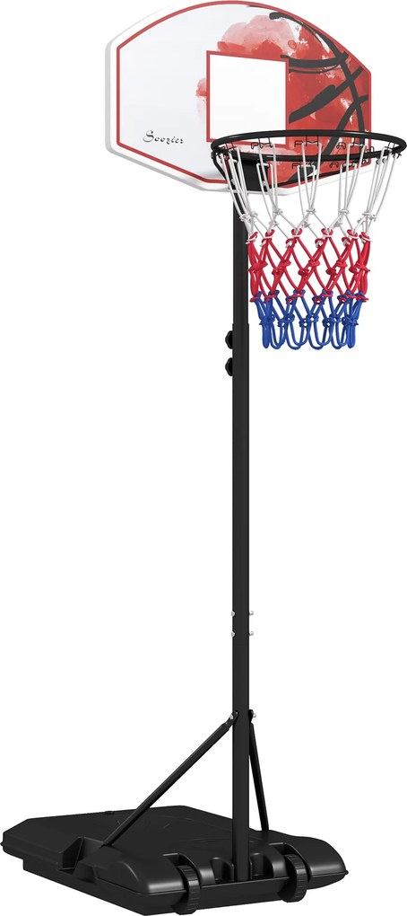 SPORTNOW Coș de baschet cu înălțime reglabilă, independent, cu plasă și roți, bază mare, 179-209 cm, plastic, oțel | Aosom Romania