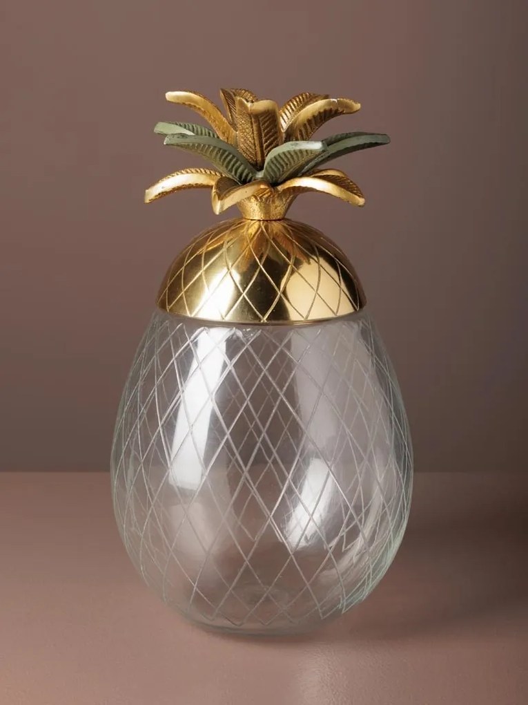 Cutie decorativa, din sticla si alama, Pineapple