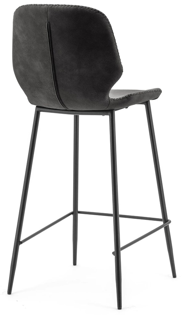Scaun de bar din imitatie de piele Seashell negru