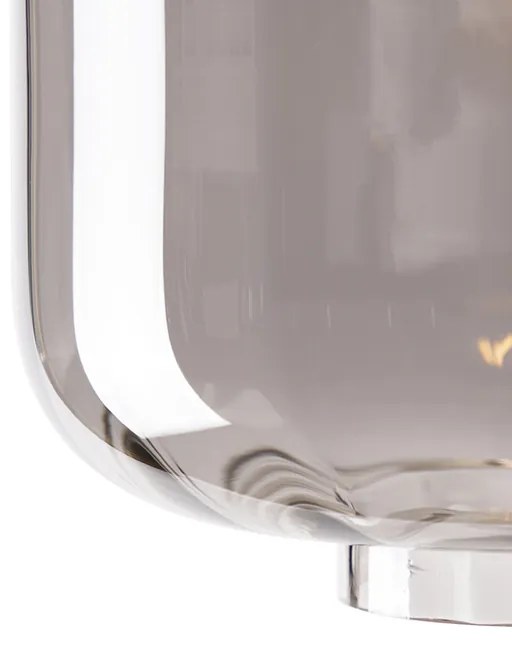 Plafoniera de design neagra cu sticla fumurie - Qara