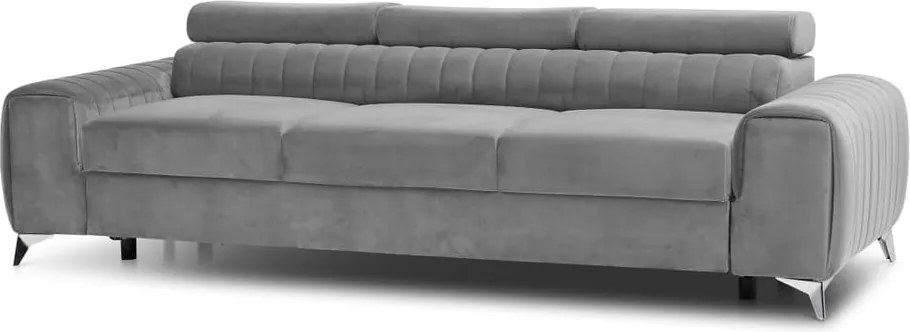 Canapea gri deschis extensibilă cu tapițerie din catifea 261 cm Laurence – ELTAP