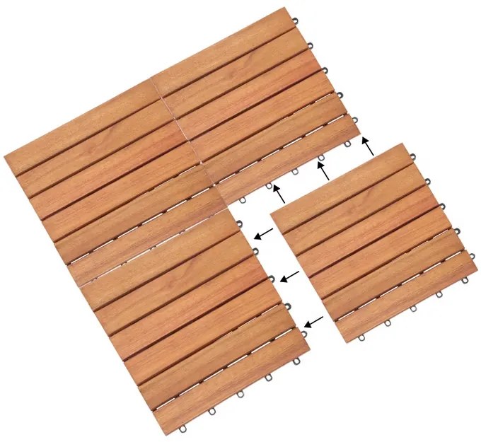 Deuba Plăci de eucalipt - set de 11 bucăți, 30x30 cm