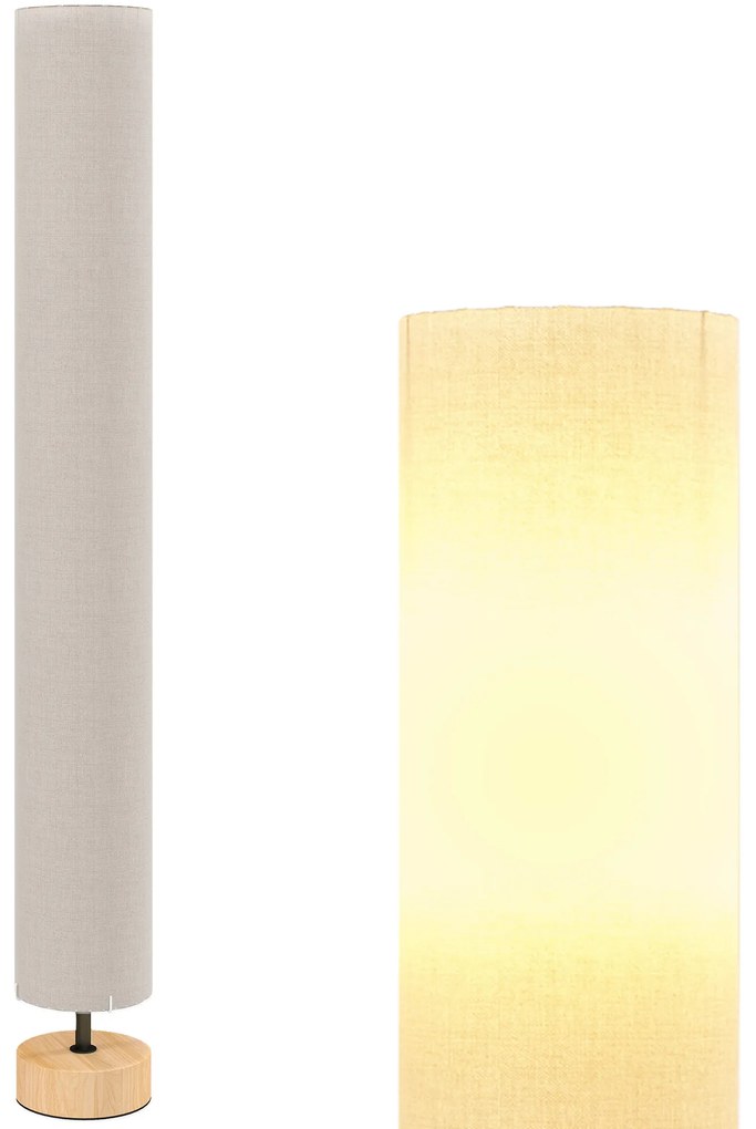 HOMCOM Lampadar de coloana din in pentru sufragerie cu comutator pe picior, 2 x soclu E27, 120 cm, bej | Aosom Romania