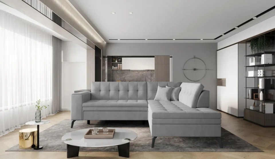 Coltar extensibil, 260x210x93 cm, Lanvin R01, Eltap (Culoare: Gri deschis - Nube 3)