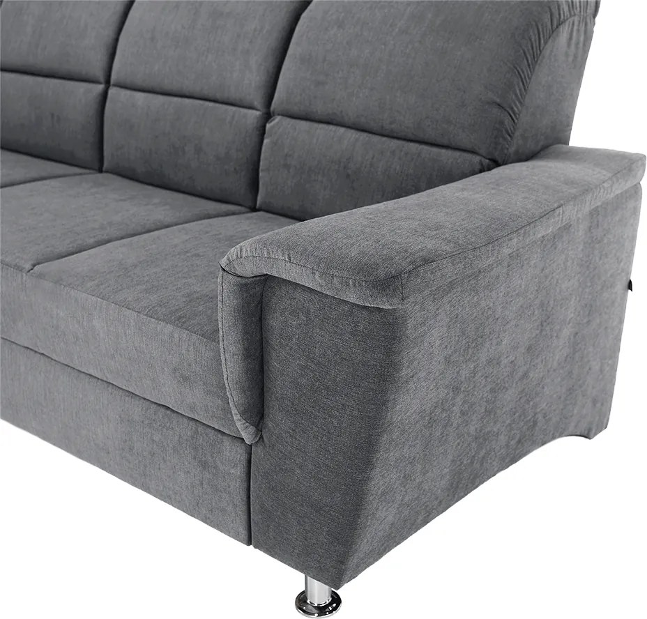 Colţar extensibil, material textil gri, model stânga, SANTIAGO