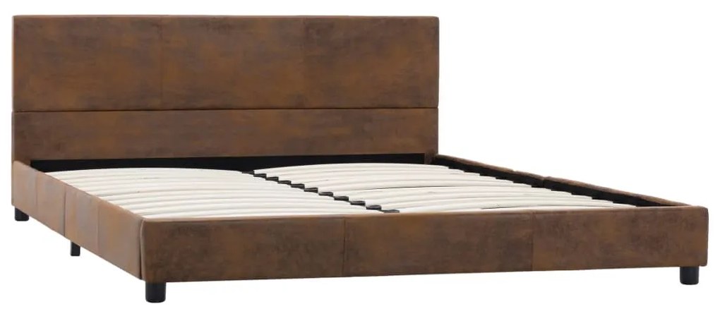 284783 vidaXL Cadru de pat, maro, 140x200 cm, piele întoarsă ecologică
