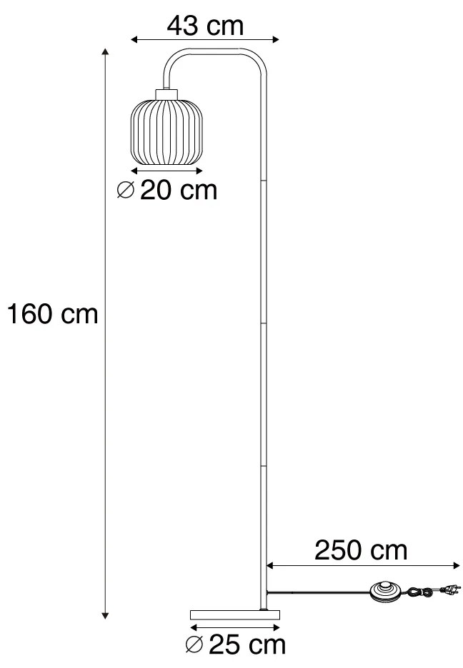 Design vloerlamp zwart met smoke glas - Ana