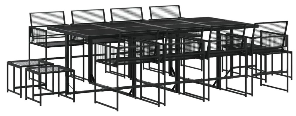 3295055 vidaXL Set mobilier de grădină, 13 piese, negru, poliratan