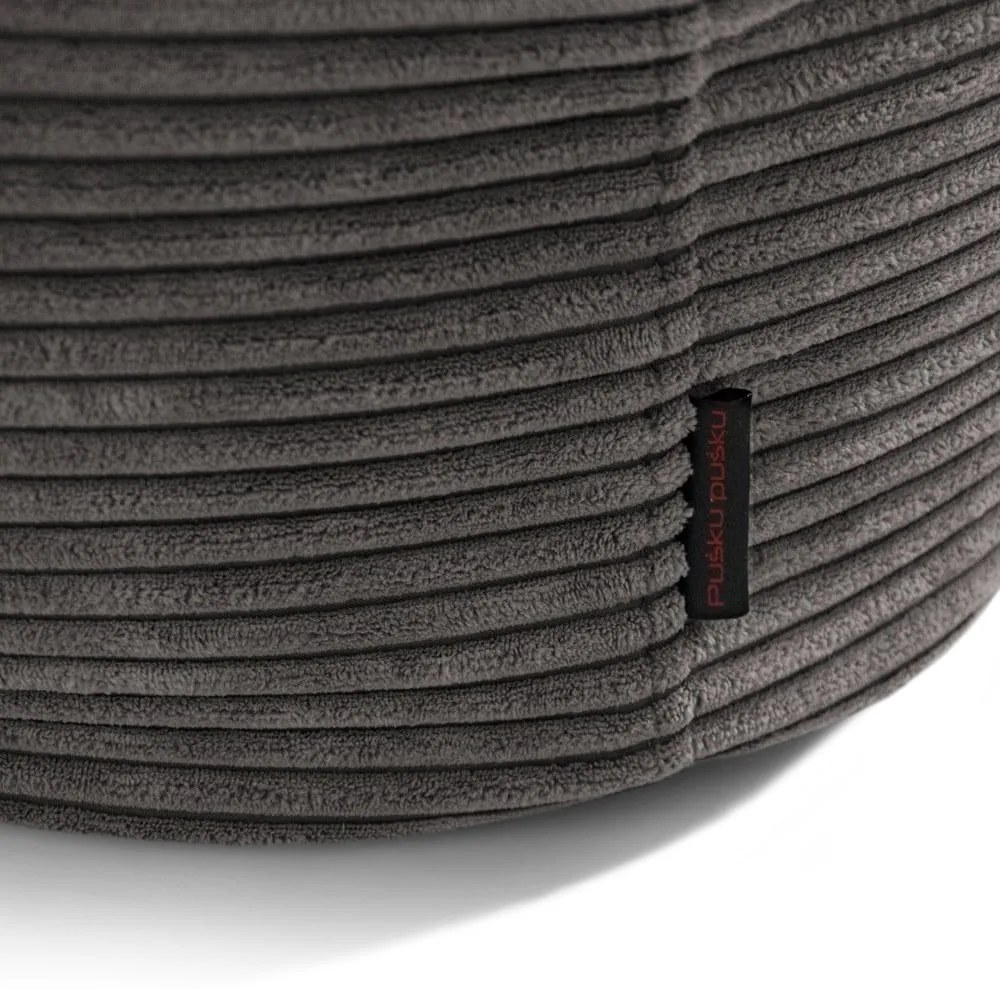 Fotoliu bean bag gri închis cu tapițerie din catifea reiată Sofa MooG – SLOWDOWN