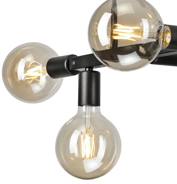 Lustră pe tijă ASTRID 6xE27/60W/230V negru