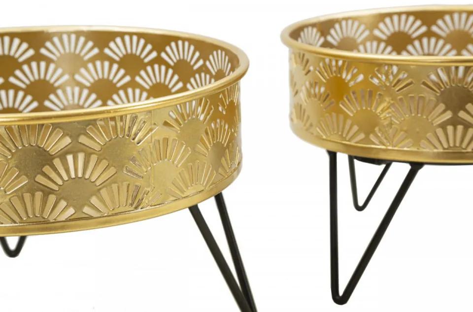 Set 2 suporturi pentru ghivece, auriu / negru, metal, Ø 20,5 / Ø 18 cm, Zanny Mauro Ferreti