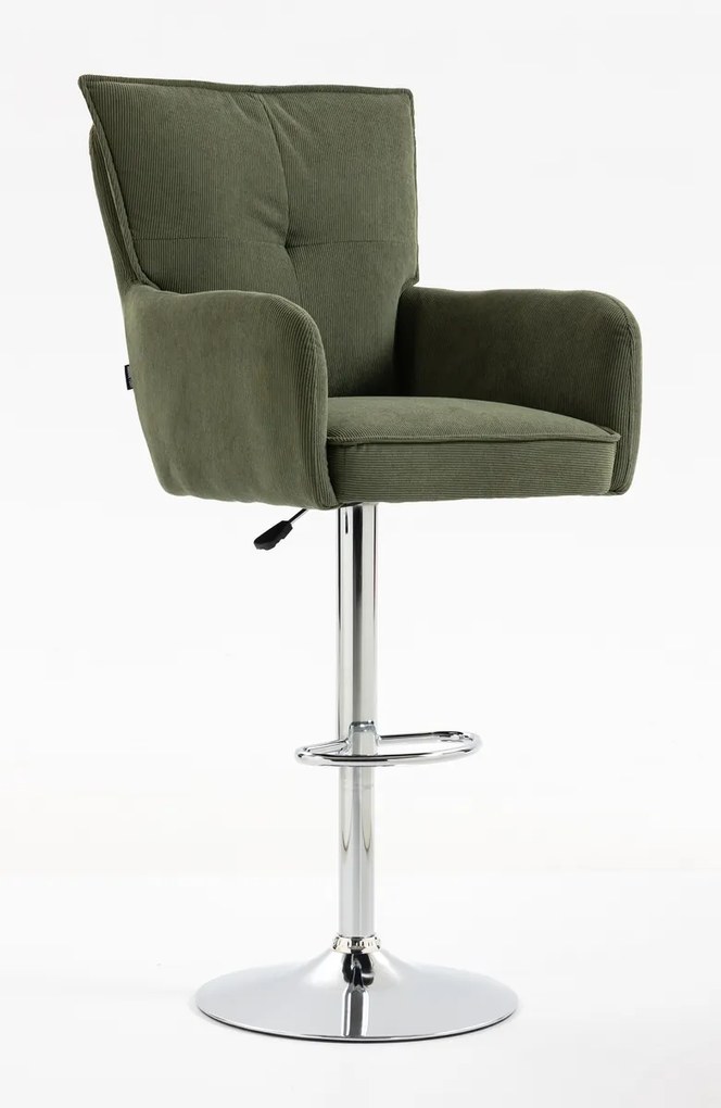 HR250W Scaun Catifea Reiată Premium culoare verde salvie Bază Cromata