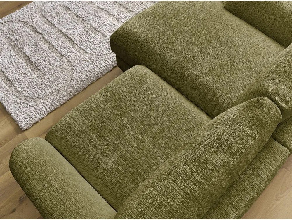 Colțar kaki cu tapițerie din chenille (cu colț pe partea stângă/cu șezlong) Leonore – Bobochic Paris