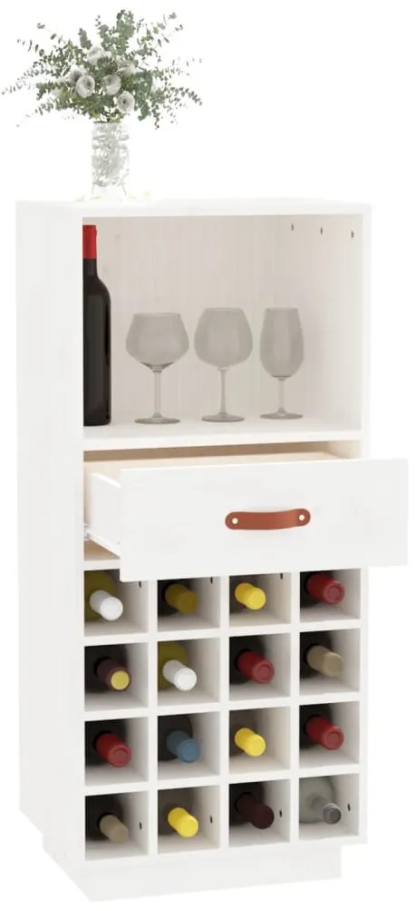 Dulap de vinuri, alb, 45x34x100 cm, lemn masiv de pin Alb, 1