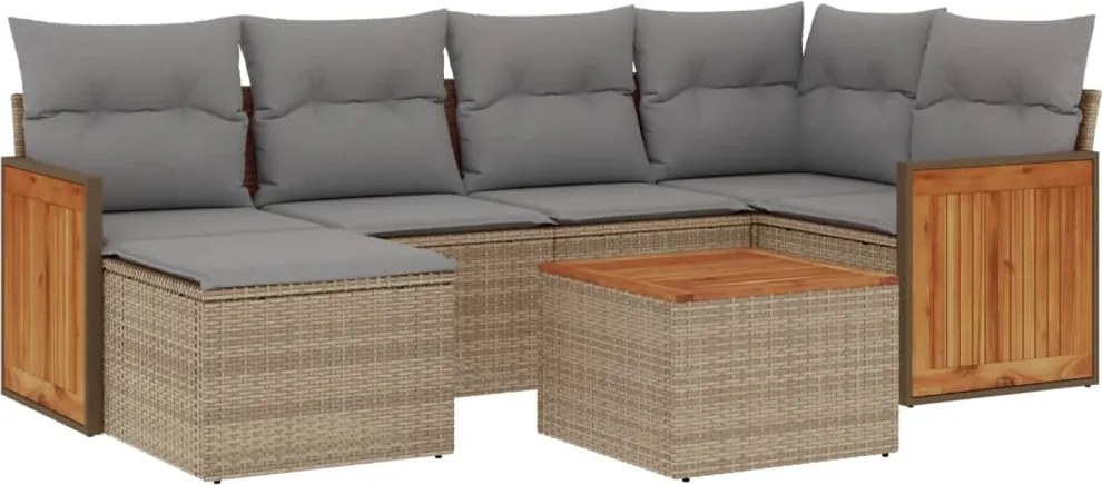 vidaXL Set canapele de grădină, 7 piese, cu perne, bej, poliratan