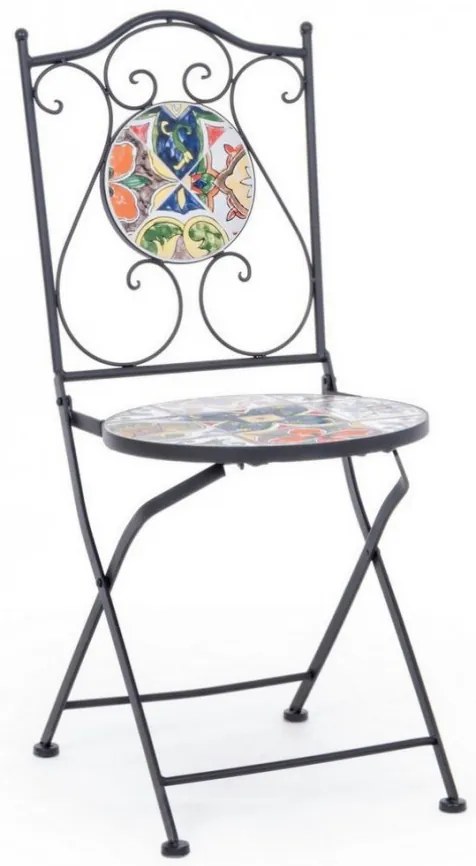 Scaun pliabil pentru gradina multicolor din metal si ceramica, Paloma Bizzotto