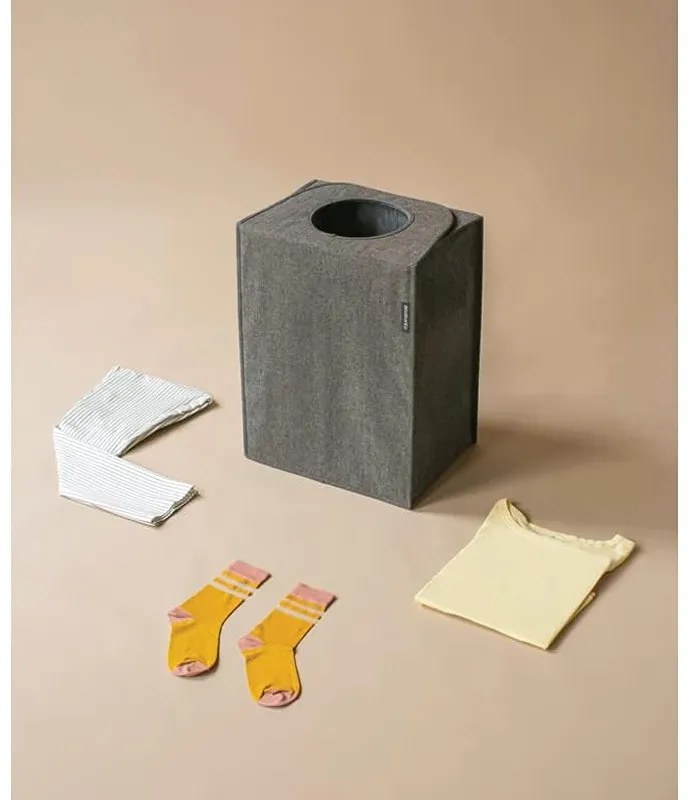 Cos de rufe Brabantia 1001094, 55 L, Fund solid si detasabil, Manere magnetice, Negru