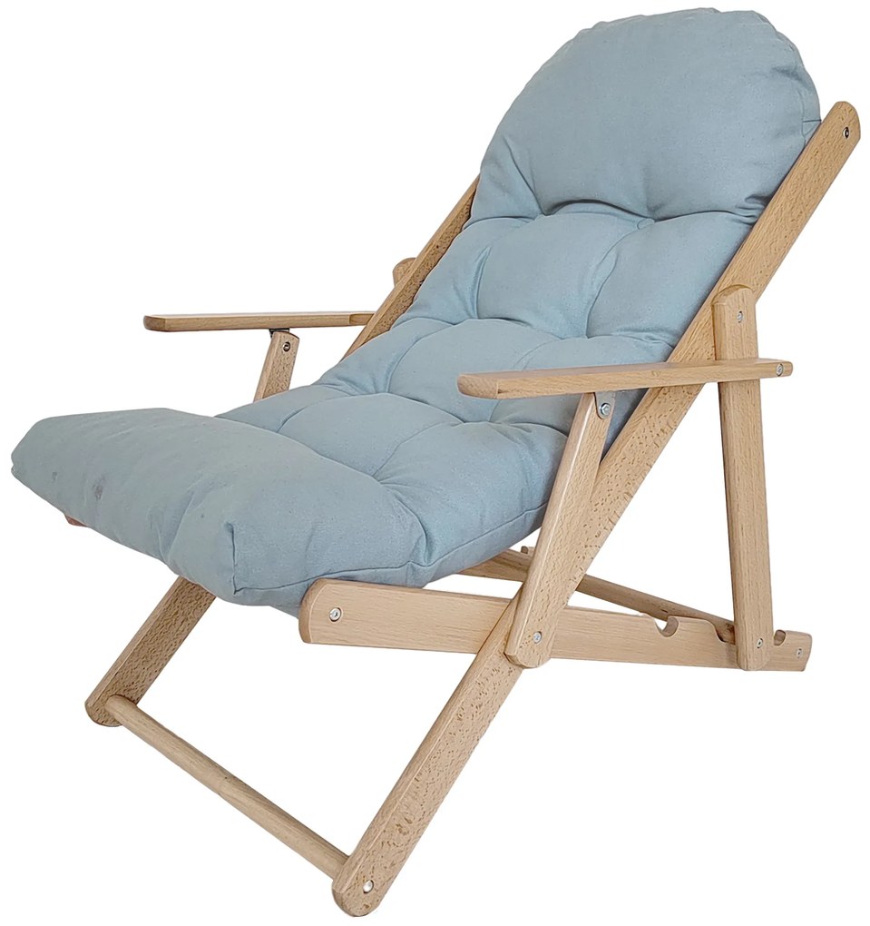 HOMCOM Fotoliu Fotoliu de salon pliabil și reglabil din lemn Fotoliu relax confortabil cu pernă capitonată groasă | Aosom Romania
