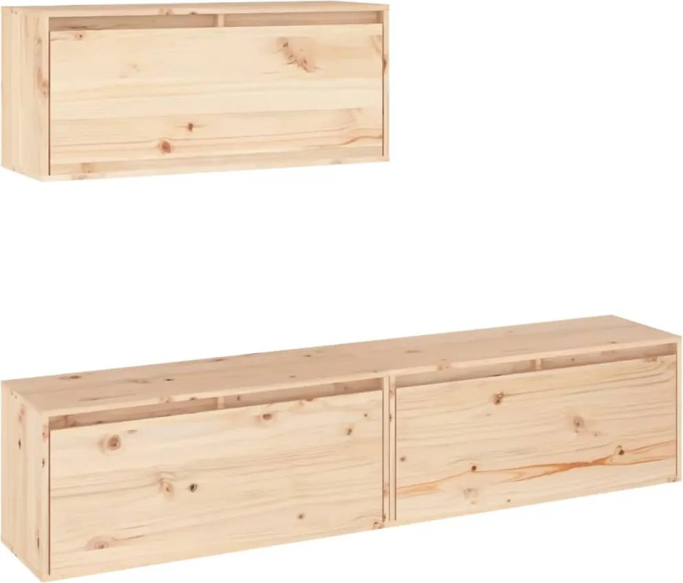 vidaXL Comode TV, 3 buc., lemn masiv de pin
