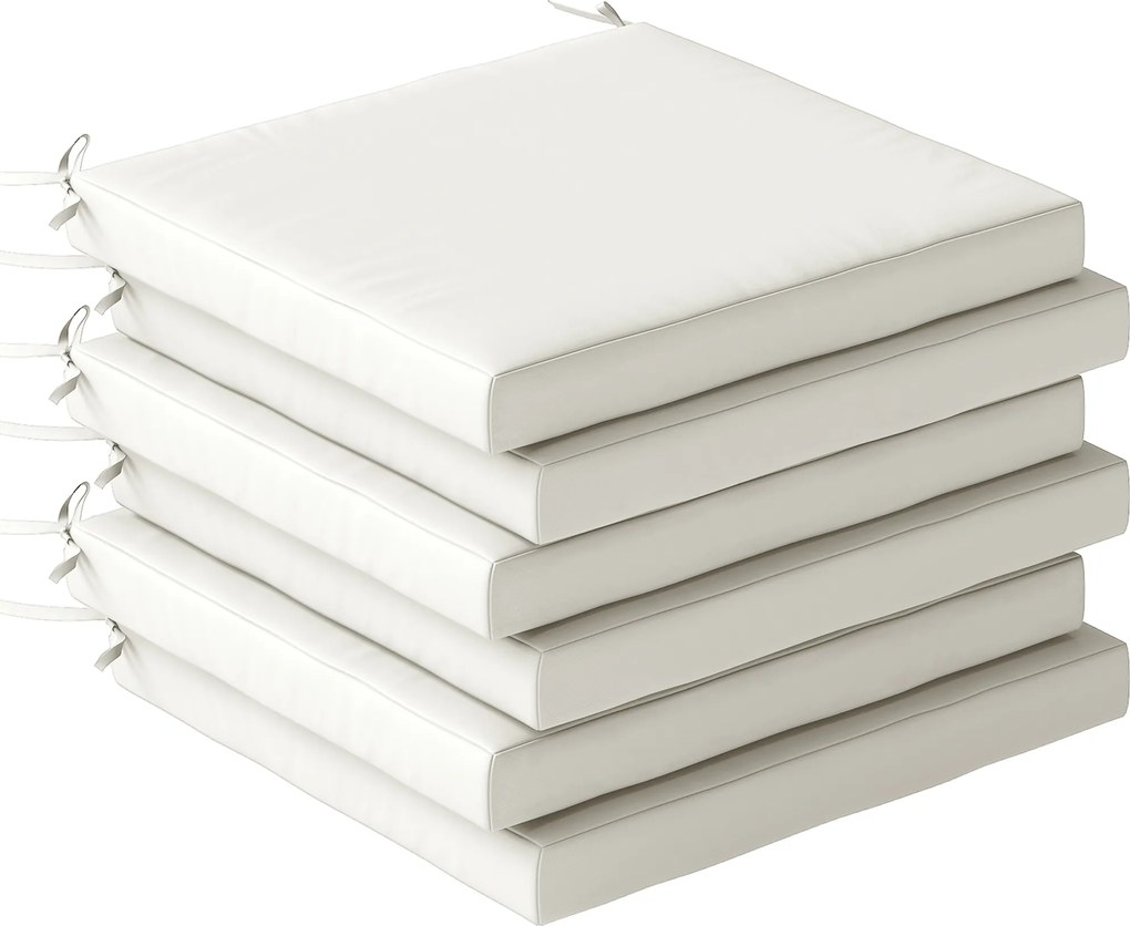 Outsunny Set de Perne pentru Scaune de Dining 46x42x7 cm 6 Bucăți cu Husă Lavabilă și Șnururi, Impermeabile și Anti-UV Crem | Aosom Romania