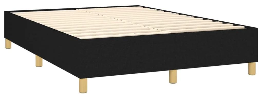 Pat box spring cu saltea, negru, 140x190 cm, textil Negru, 140 x 190 cm, Benzi orizontale