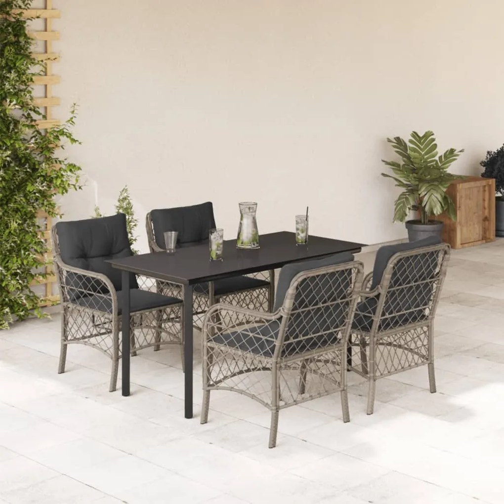 vidaXL Set mobilier de grădină cu perne, 5 piese gri deschis poliratan