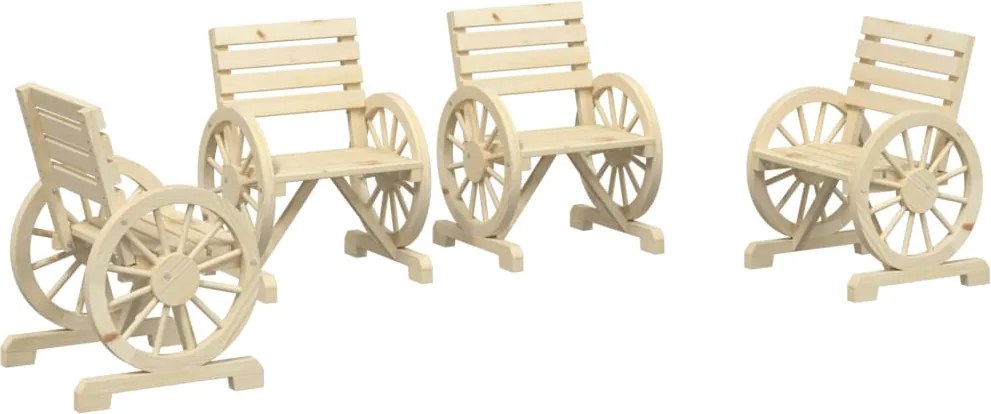 vidaXL Scaune de grădină, 4 buc., lemn masiv de brad