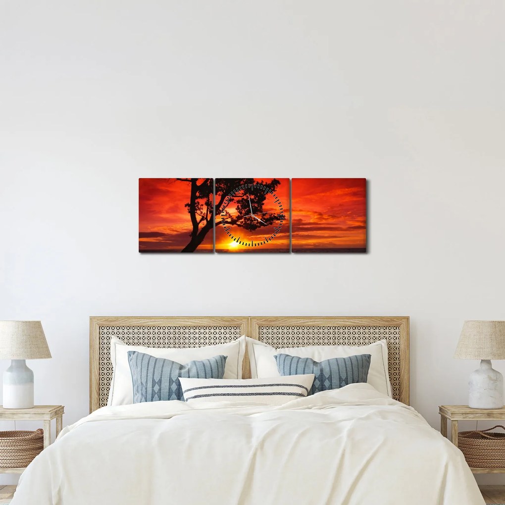 Tablou - Apus de soare (cu ceas) (90x30 cm)