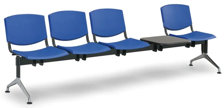 Bancă design plastic, 4 locuri + masă, neagră