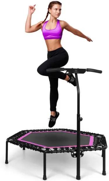 KLARFIT Jumpanatic Pro, trambulină fitness, 50 "/ 127 cm Ø, mâner, roz