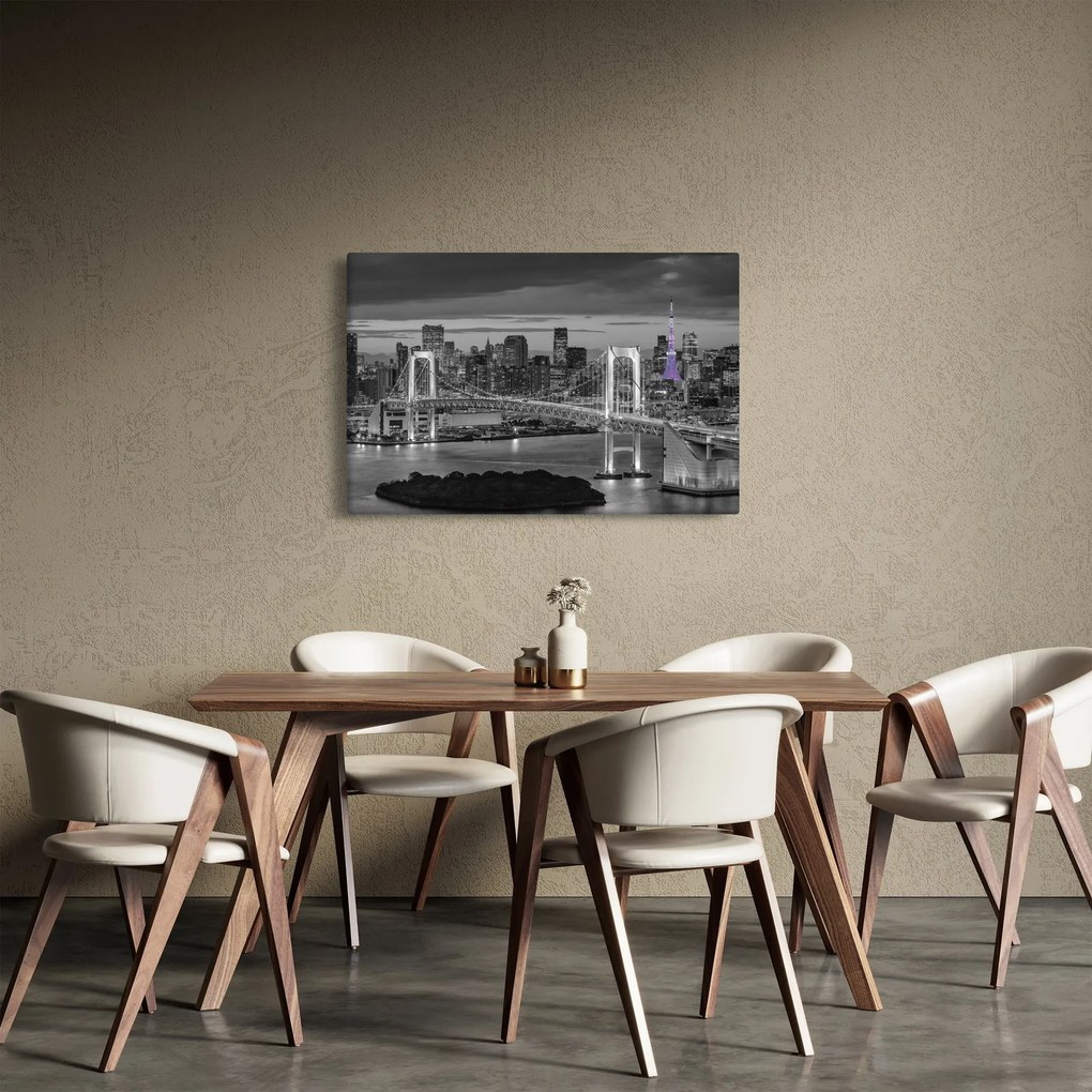 Tablou - Orașul mare cu turnul mov (90x60 cm)