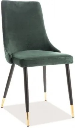 Scaun tapitat cu stofa, cu picioare metalice Piano Velvet Verde / Negru / Auriu, l45xA44xH92 cm