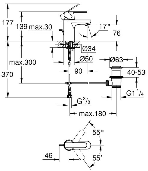 GROHE 32883000 - Baterie pentru lavoar GET, mărime S, crom lucios