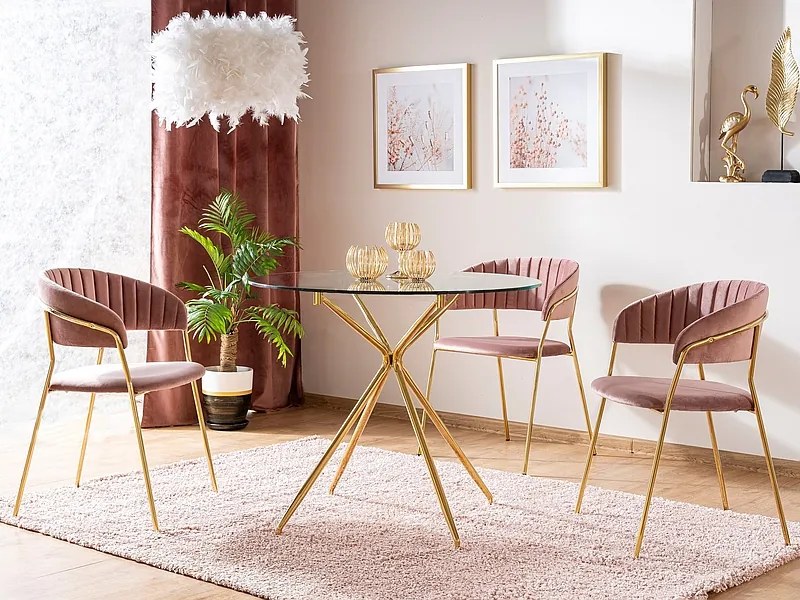 Masă de sufragerie Anastasia (sticlă + auriu) (pentru 4 persoane). Promo -6%. 1049940