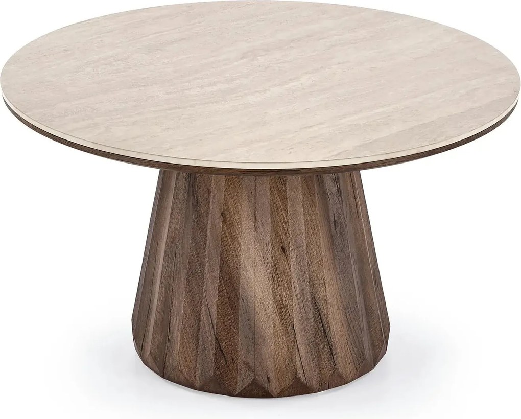 Masuta cafea DIAVOLA, travertin/nuc, 80x47 cm