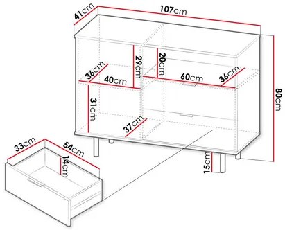 Comodă Newelon K1D2SZ NW01 (Cașmir + auriu) . Promo -17%. 1103661