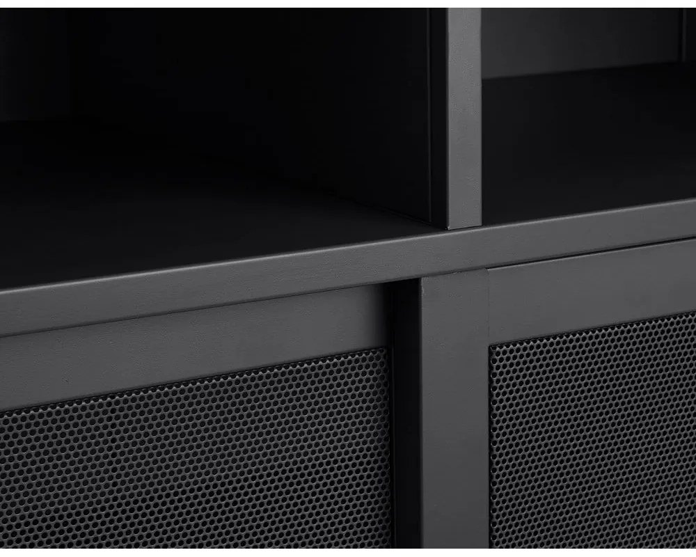 Dulap negru din metal cu ușă glisantă 90x140x40 cm Veep – Unique Furniture