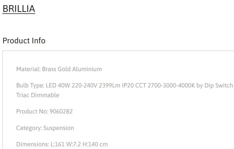 Lustra suspendata LED design liniar BRILLIA 40W, NVL-9060282