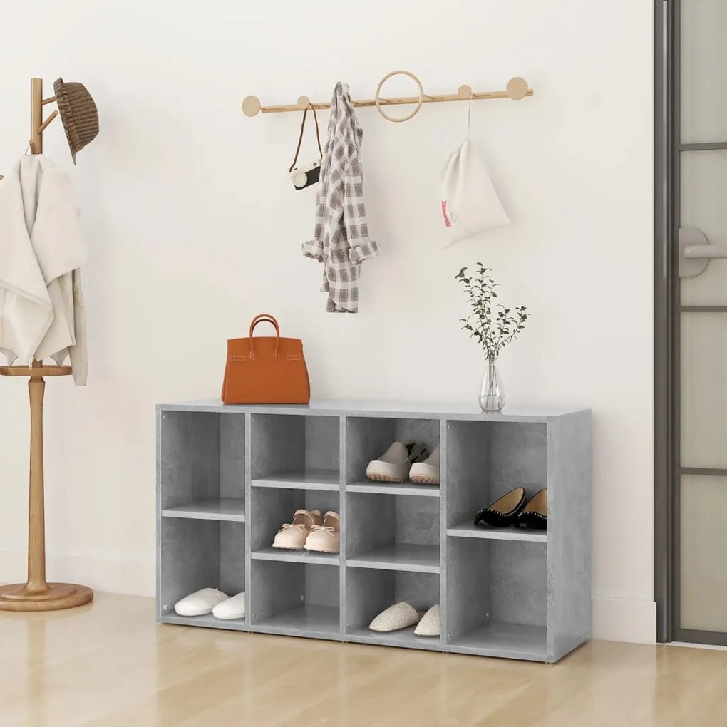 vidaXL Banchetă pantofar, gri beton, 103x30x54,5 cm, lemn prelucrat