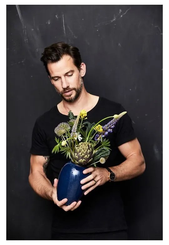 Vază albastru-închis din gresie (înălțime 20 cm) Gastro Blue – Bitz