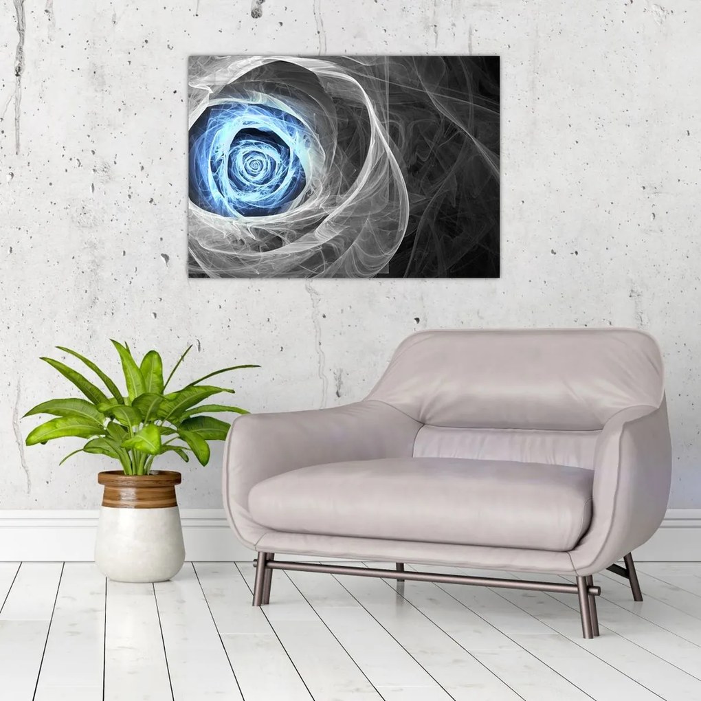 Tablou pe sticlă - Abstract Rose Blue (70x50 cm)