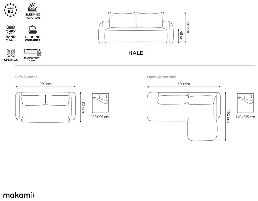 Colțar teracotă extensibil (cu colț pe partea dreaptă/cu șezlong) Hale – Makamii