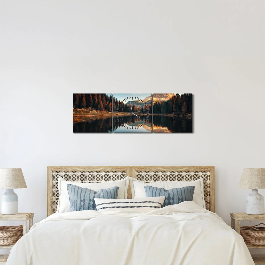 Tablou - Alpi, Italia, Dolomiți, Lago Antorno (cu ceas) (90x30 cm)