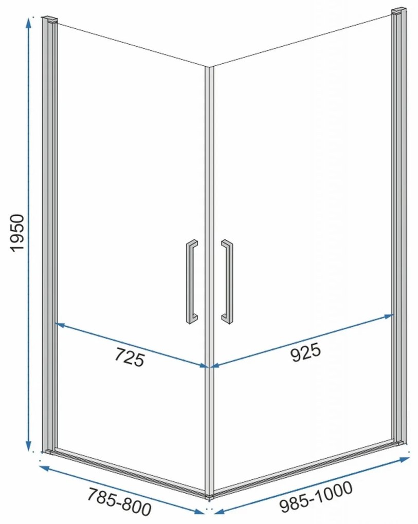 Cabina de dus patrata Rea Abra cu usi pivotante 90x90 negru mat