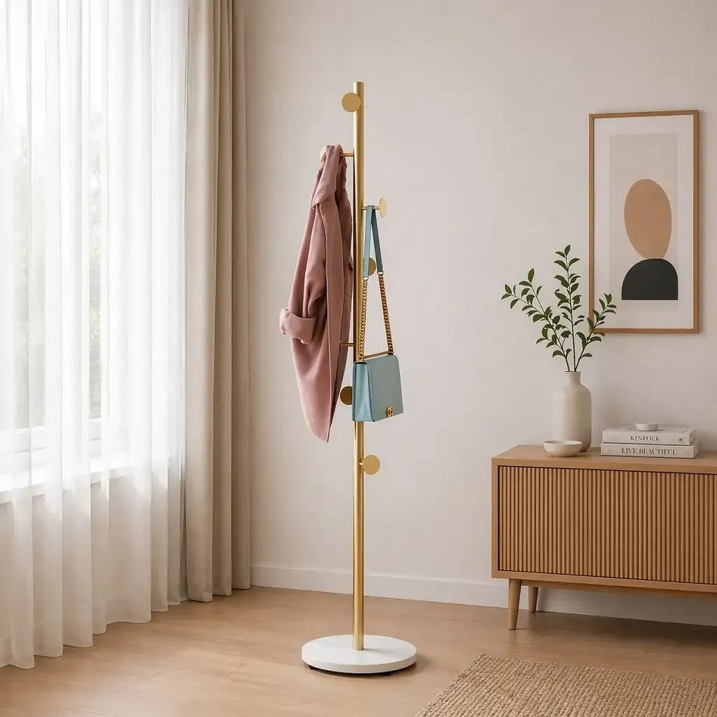 Cuier din metal ,culoare gold-alb,170x32 cm