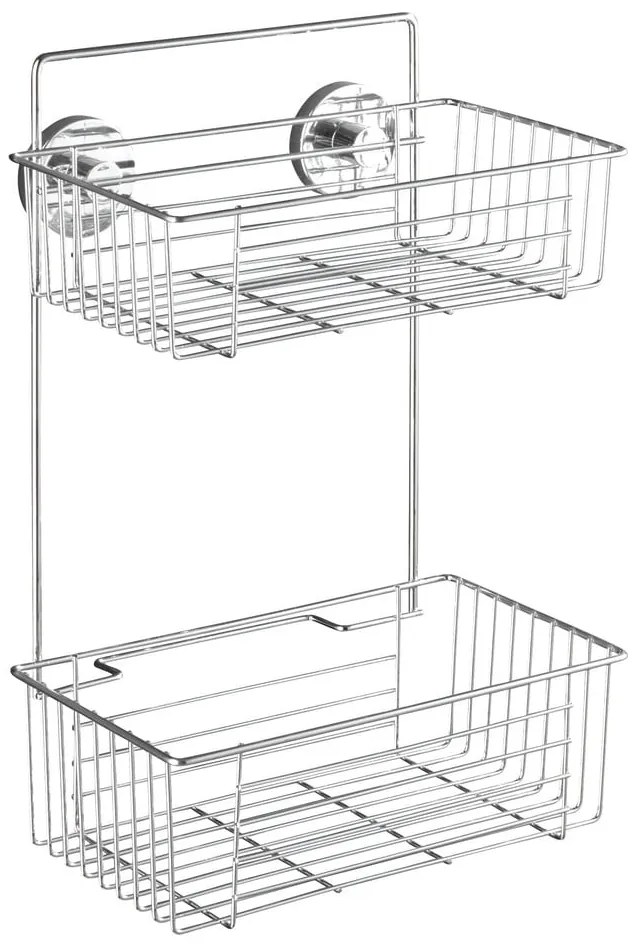 Etajeră cu două rafturi Wenko cu sistem de prindere Vacuum-Loc Bari, până la 33 kg