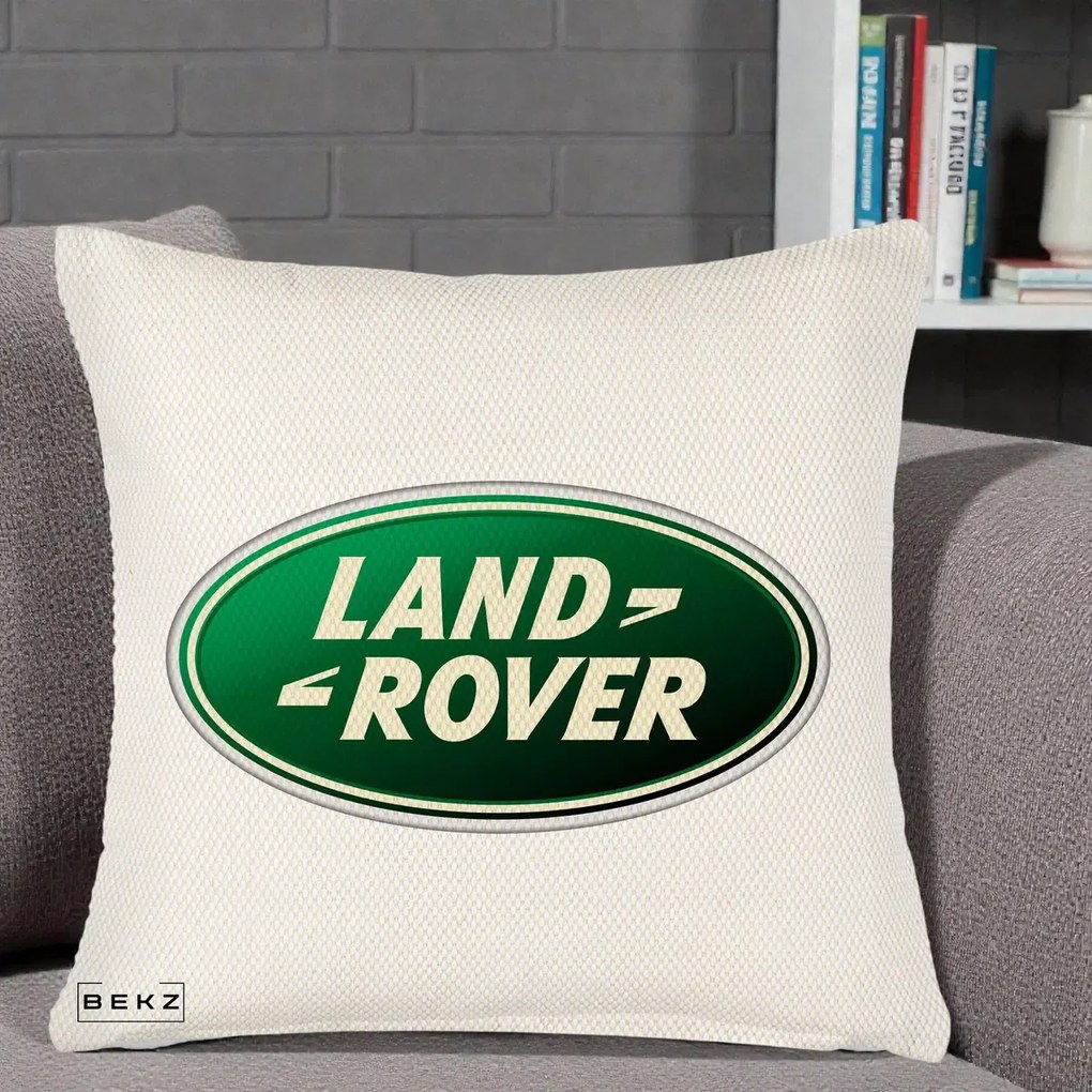 Perna Personalizata cu emblema Land Rover, 40x40 cm, Crem Reliefat, Husa Detasabila, Perna Inclusa, BEKZ®