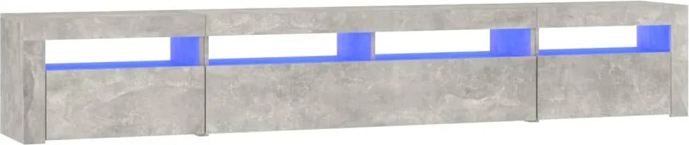 vidaXL Comodă TV cu lumini LED, gri beton, 240x35x40 cm